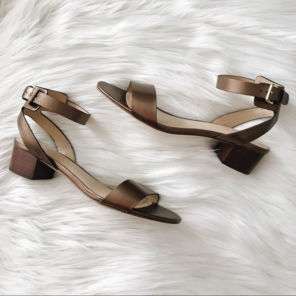 bronze block heel sandals